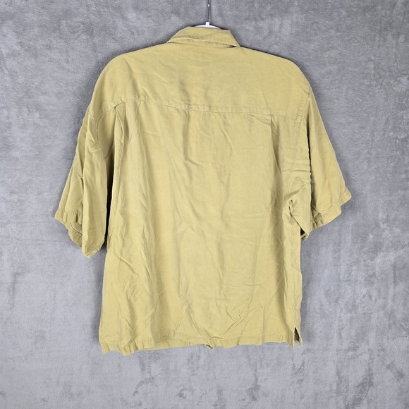 Tommy Bahama Hawaiian Silk Shirt Size Large Gold - Picture 2 of 6